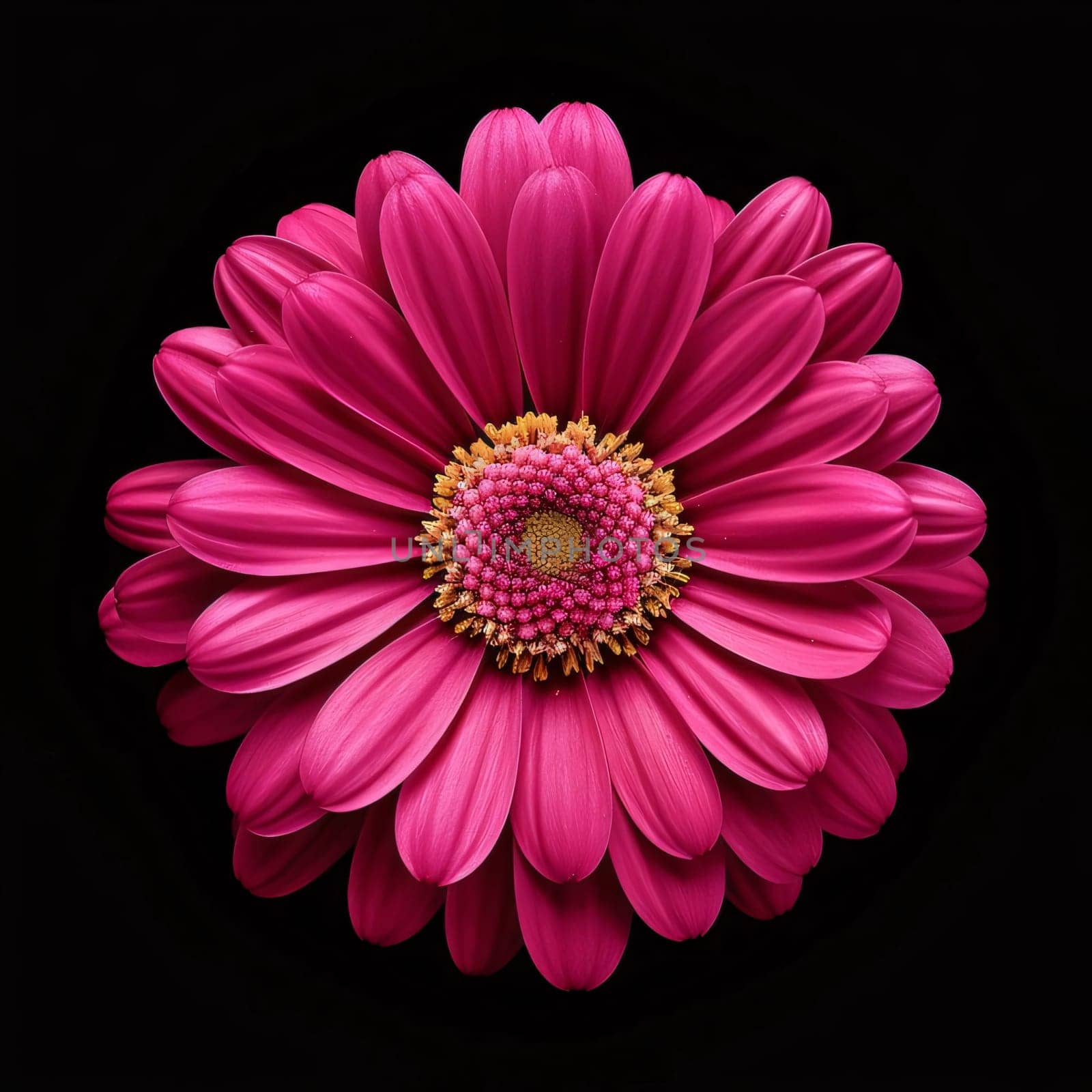 Pink gerber daisyon black background. Flowering flowers, a symbol of spring, new life. by ThemesS