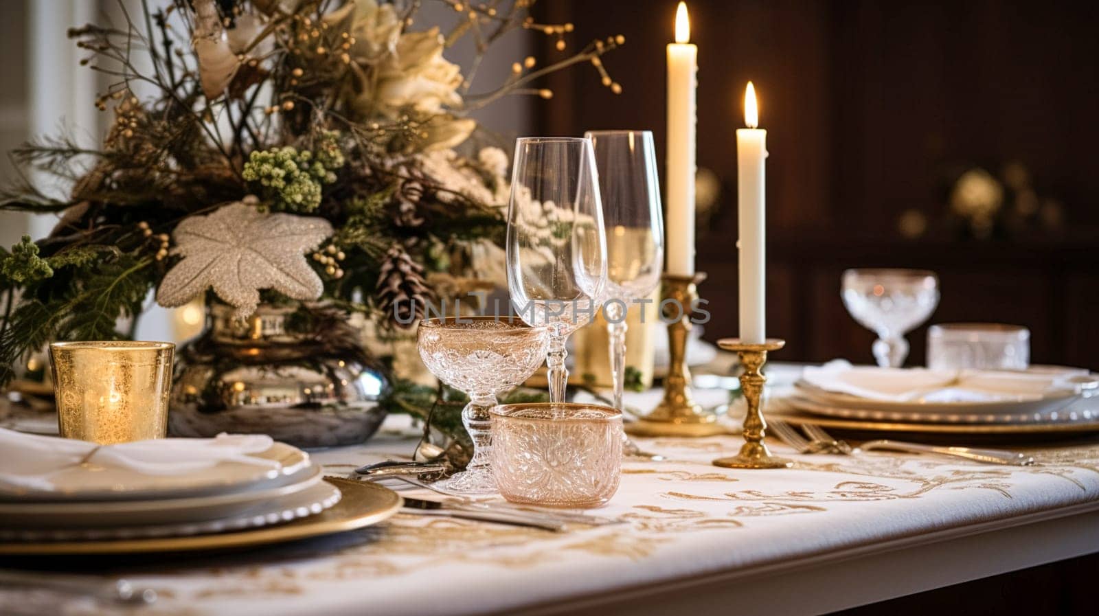 Holiday table decor, Christmas holidays celebration, tablescape and dinner table setting, English country decoration and home styling by Anneleven