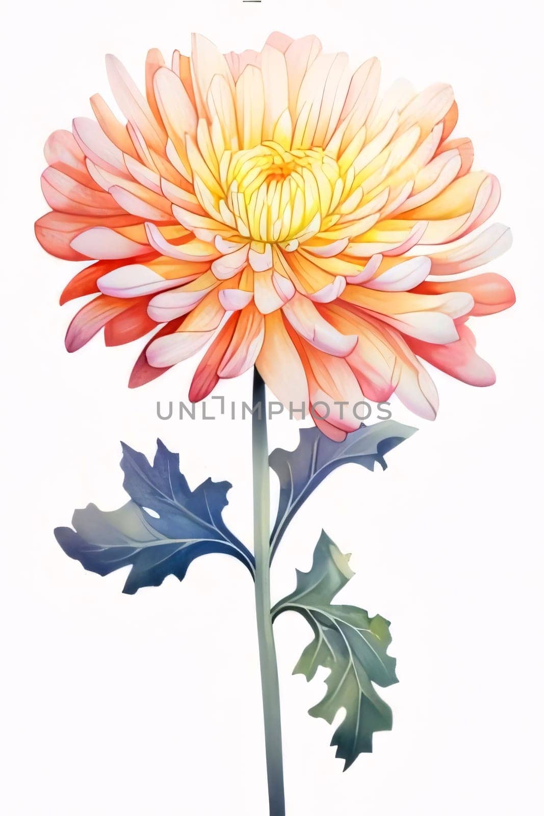 Drawn, painted orange flower on isolated white background. Flowering flowers, a symbol of spring, new life. by ThemesS