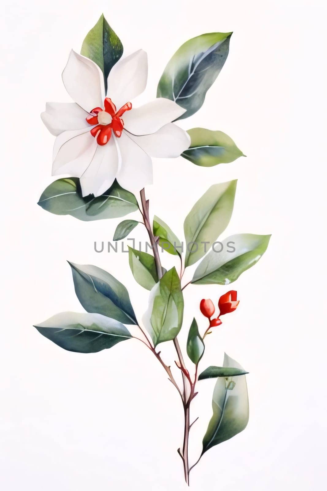 Drawn, painted lily of the valley flower on isolated white background. Flowering flowers, a symbol of spring, new life. A joyful time of nature waking up to life.