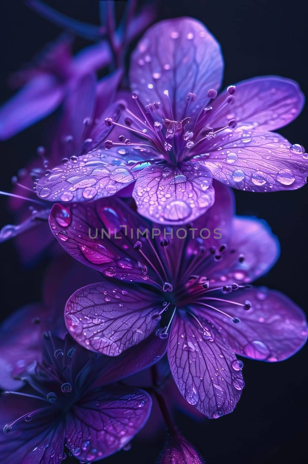 Purple flower with water droplets. Flowering flowers, a symbol of spring, new life. by ThemesS