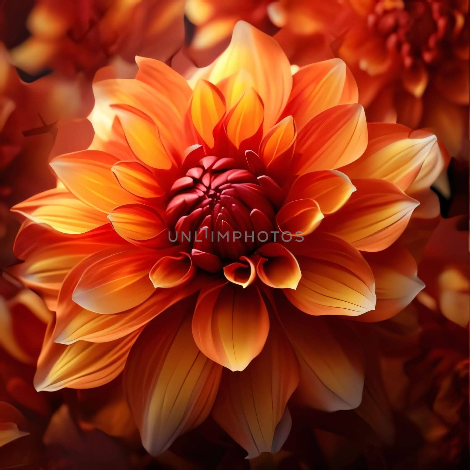 Orange dahlia flower. Close-up photo. Flowering flowers, a symbol of spring, new life. A joyful time of nature waking up to life.