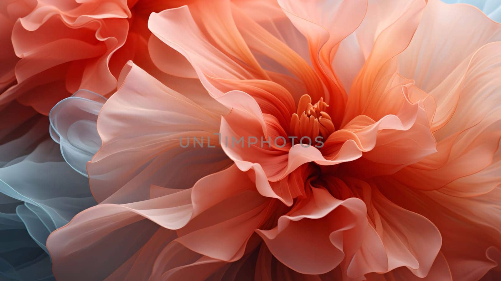 Close-up on orange red, petals of a flower. Flowering flowers, a symbol of spring, new life. A joyful time of nature waking up to life.