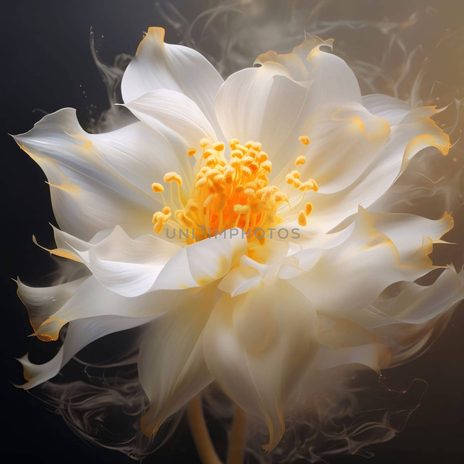 White flower close-up view dark background. Flowering flowers, a symbol of spring, new life. by ThemesS