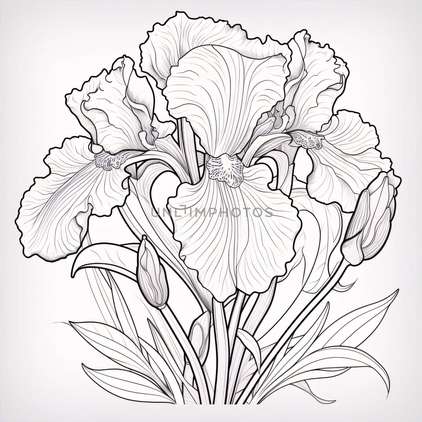 Black and white coloring sheet bouquet of flowers.Flowering flowers, a symbol of spring, new life. by ThemesS