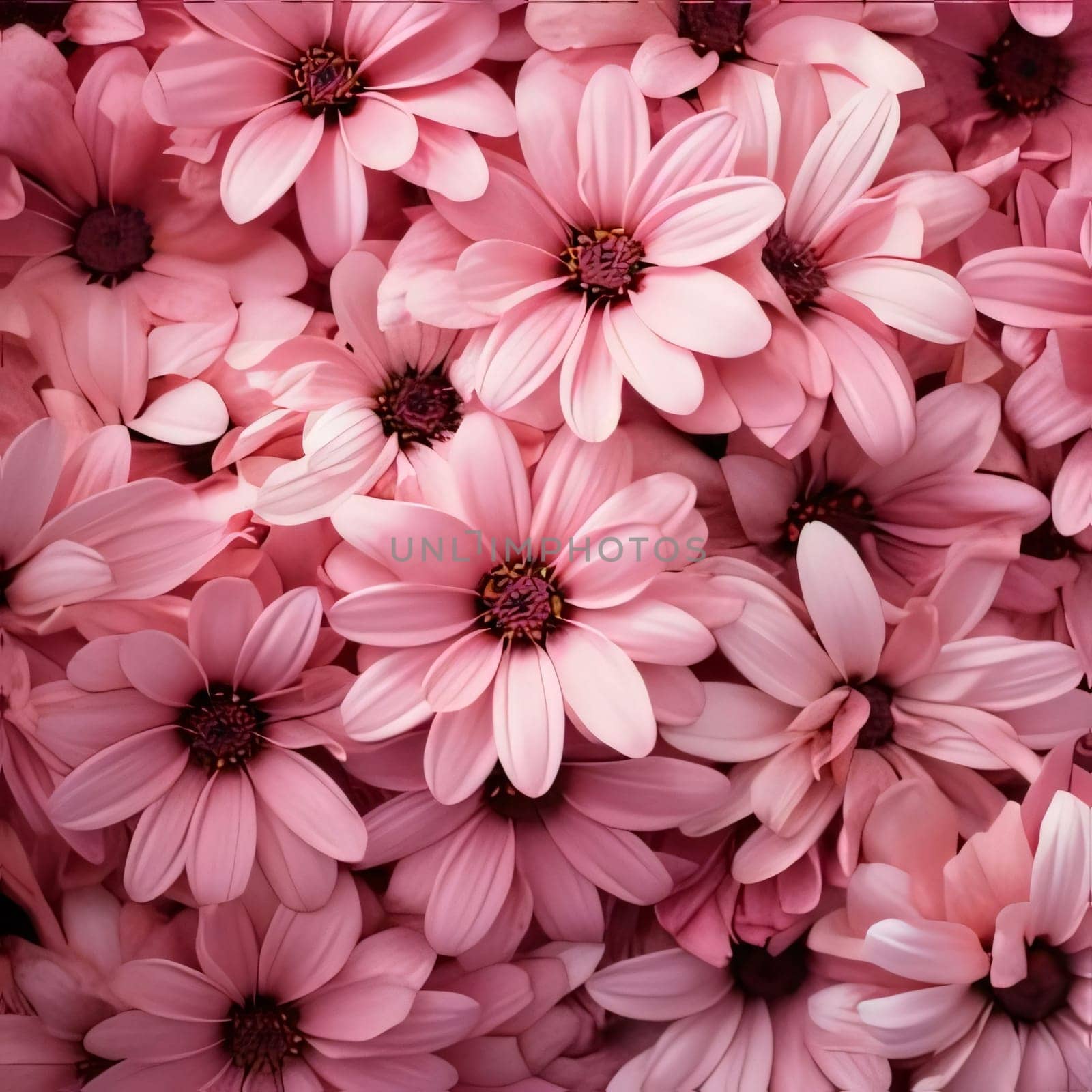 A lot of pink chrysanthemum flowers, top view. Flowering flowers, a symbol of spring, new life. A joyful time of nature waking up to life.