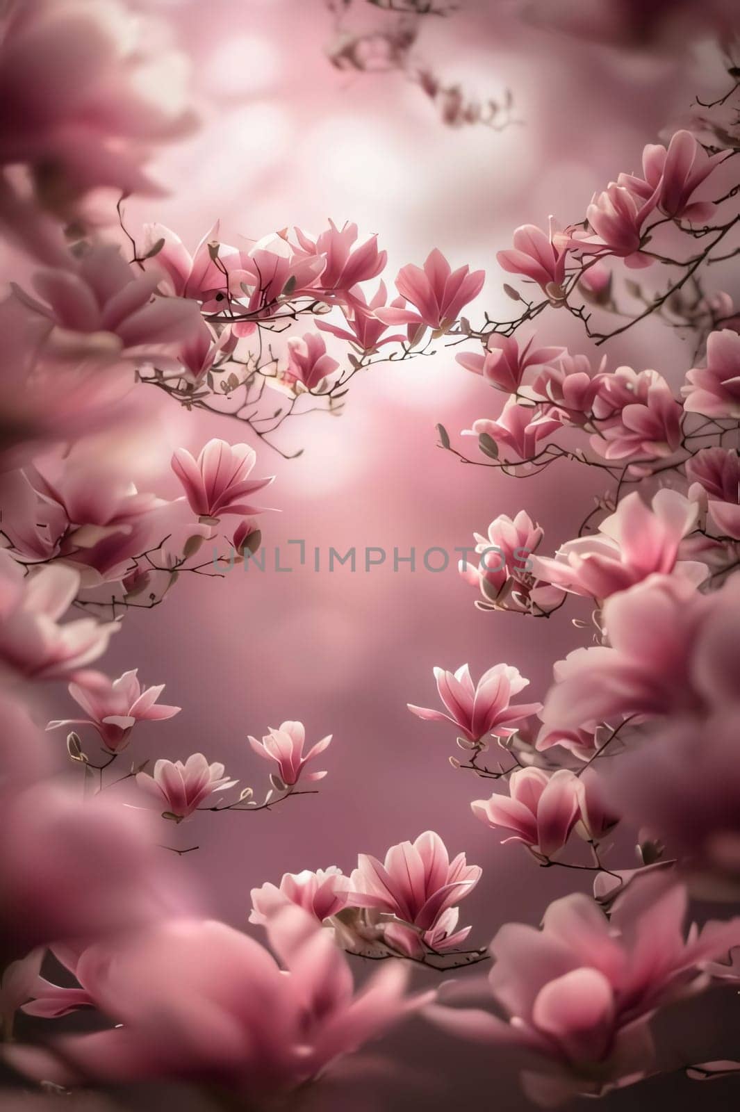 Tiny branches with pink cherry blossoms, empty field with space for your own content, banner. Flowering flowers, a symbol of spring, new life. by ThemesS