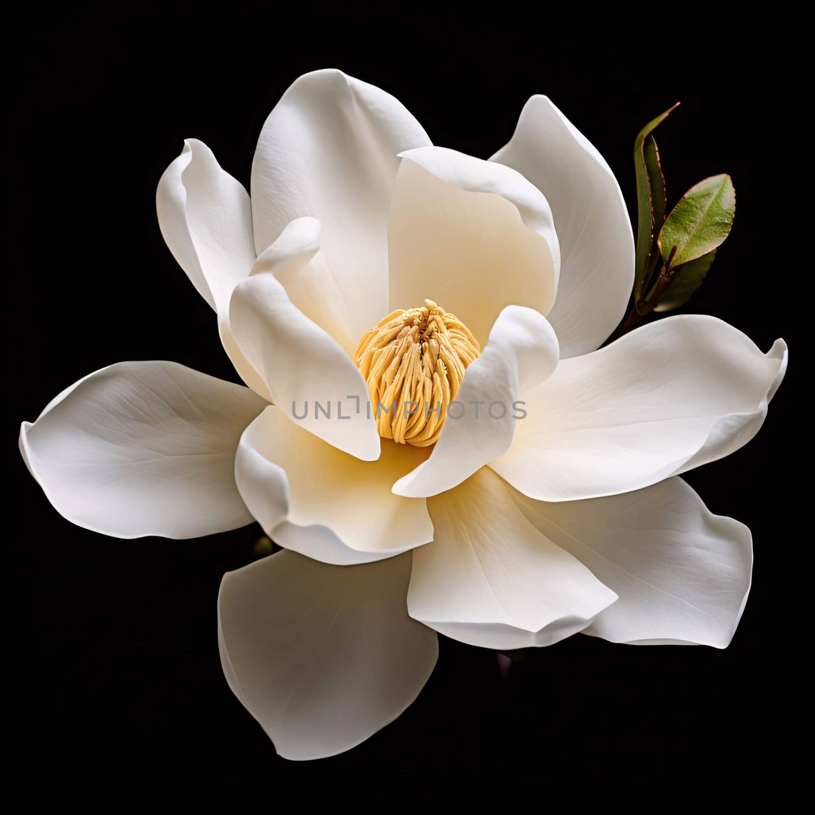 White orchid flower on black background. Flowering flowers, a symbol of spring, new life. by ThemesS