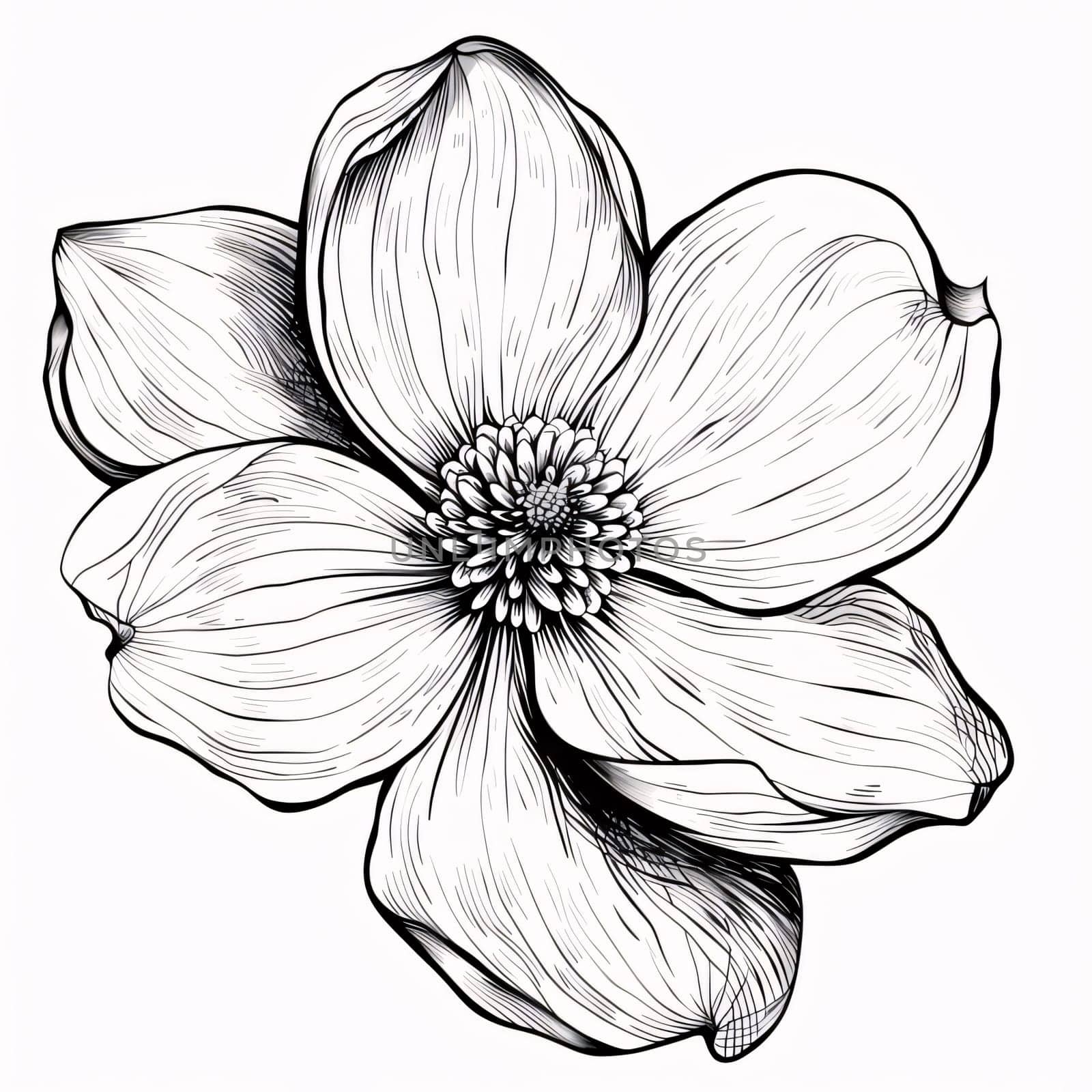 Black and white coloring sheet of a flower with leaves. Flowering flowers, a symbol of spring, new life. by ThemesS