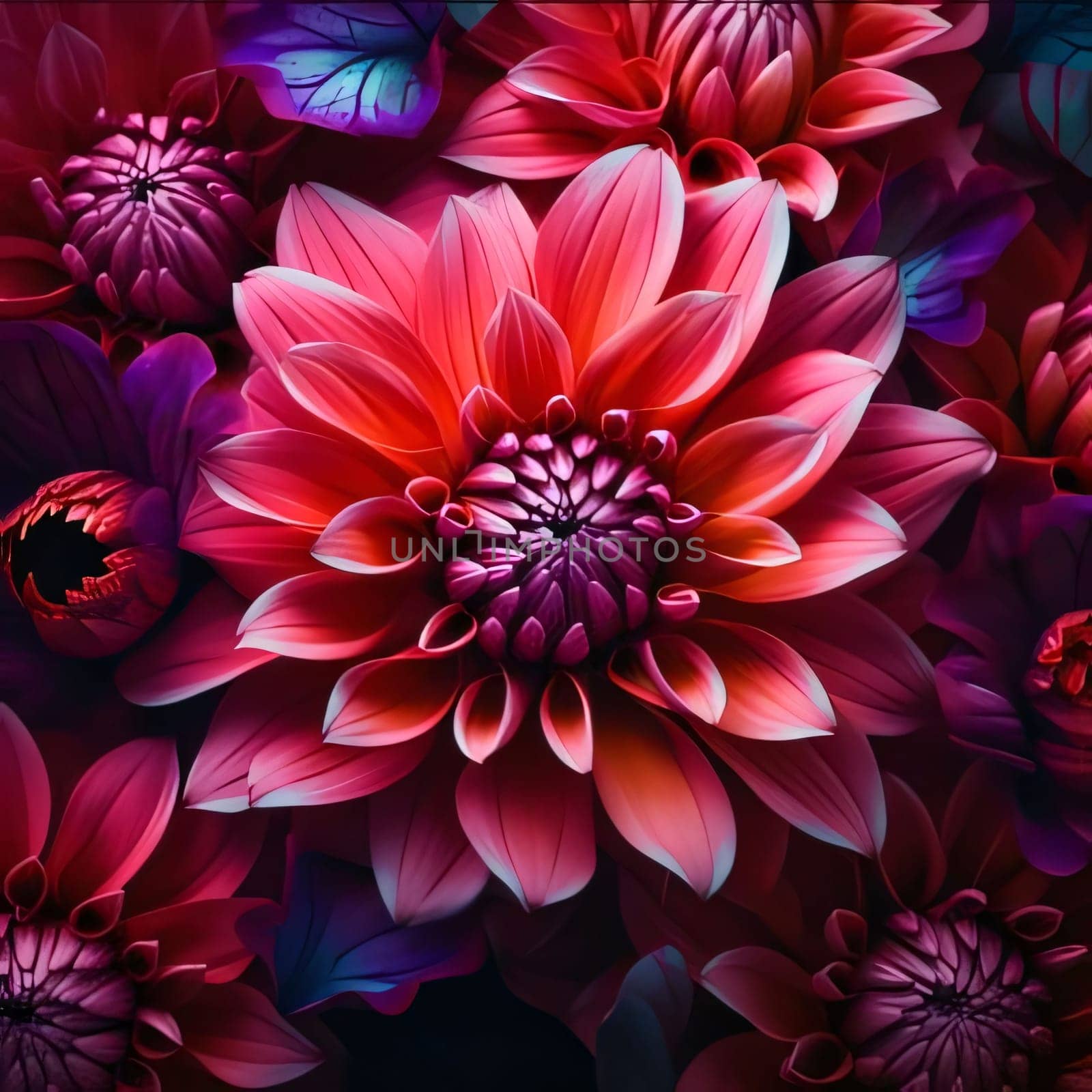 Dahlia flower in close up view from above. Flowering flowers, a symbol of spring, new life. by ThemesS