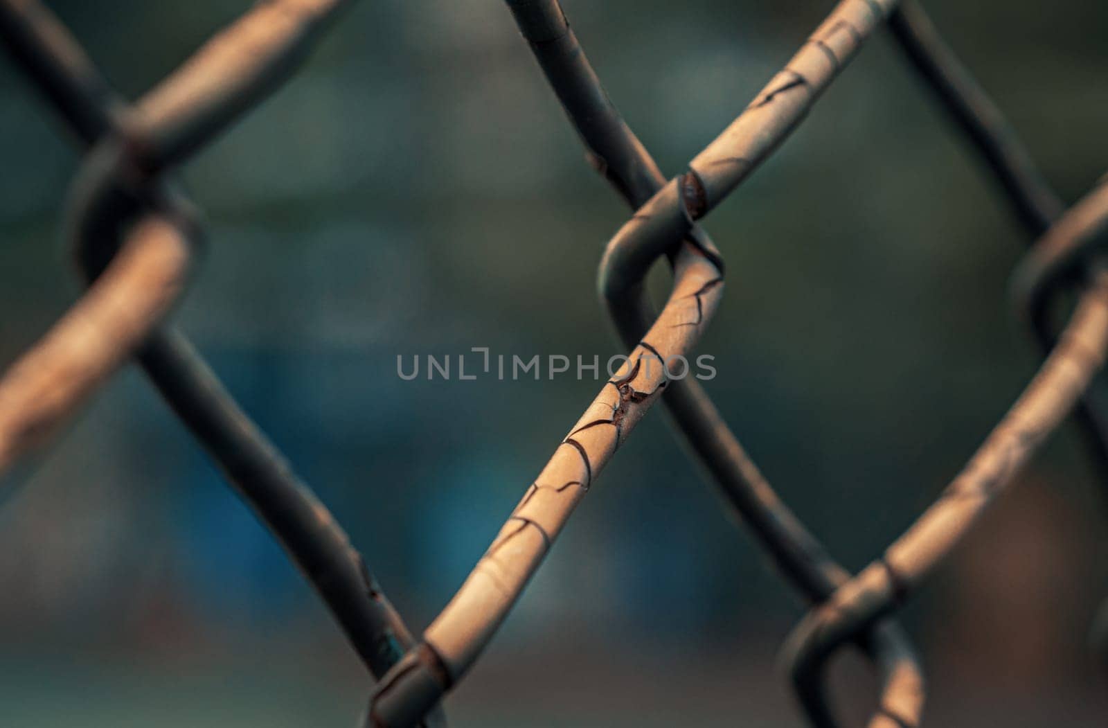 Close-up shot of rusted fence. Shallow focus. by Busker