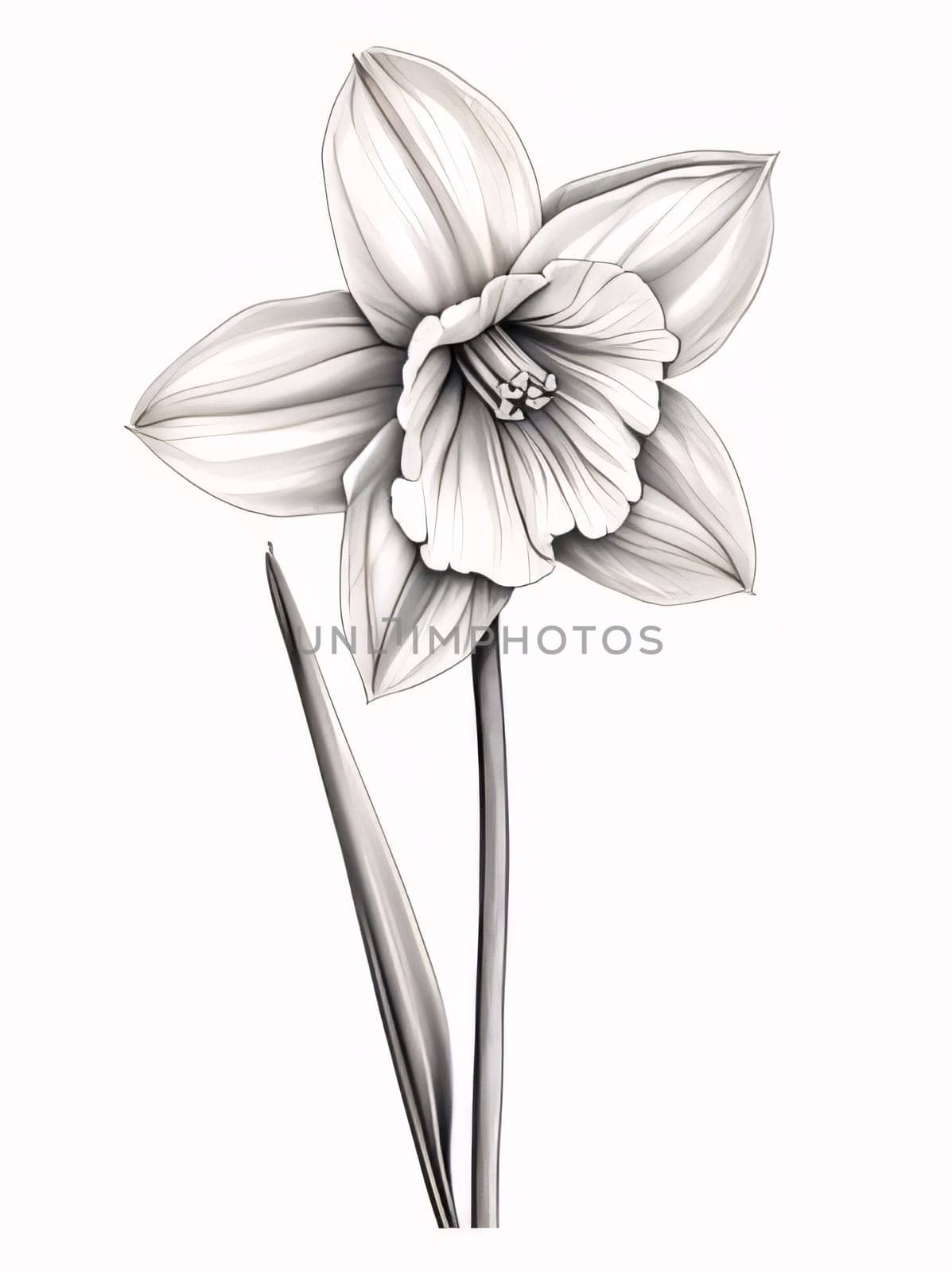 Black and white coloring sheet of daffodil flower. Flowering flowers, a symbol of spring, new life. by ThemesS