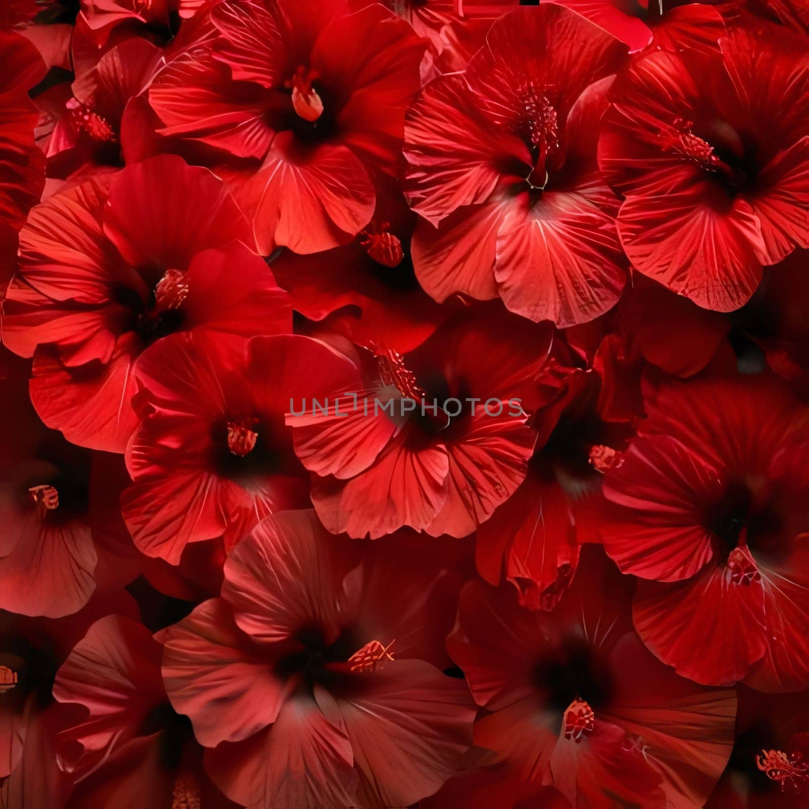 Red flowers poppy petals, top view. Flowering flowers, a symbol of spring, new life. by ThemesS