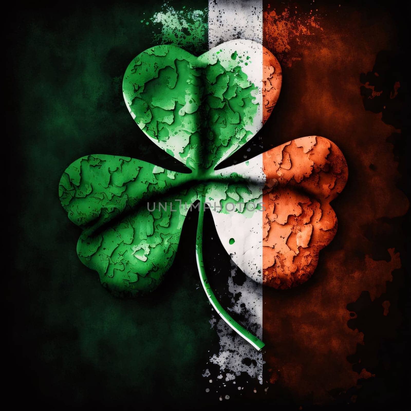 Symbol, three-leaf clover on green white and red stripes. The green color symbol of St. Patrick's Day. A joyous time of celebration in the green color.