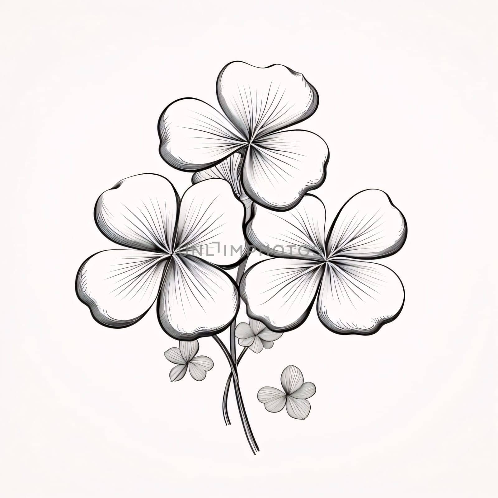 Black and white coloring sheet, four-leaf clover. Green four-leaf clover symbol of St. Patrick's Day. by ThemesS