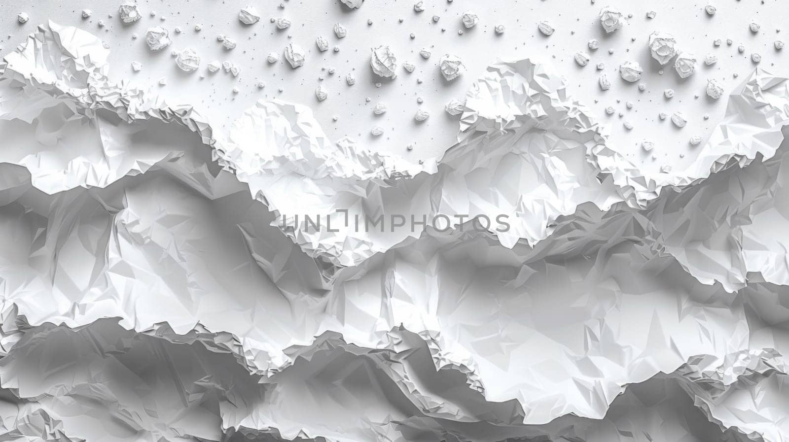A white paper with crumpled edges and water droplets