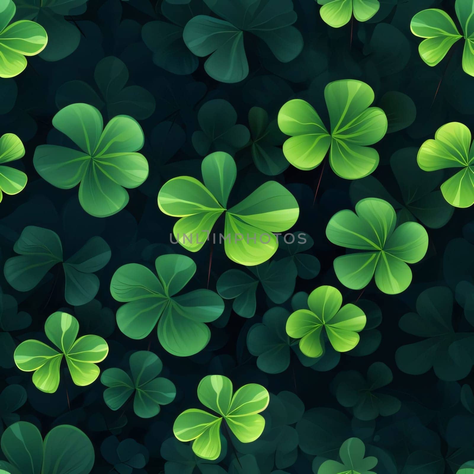 Elegant and modern. Green clovers as abstract background, wallpaper, banner, texture design with pattern - vector. Dark colors.