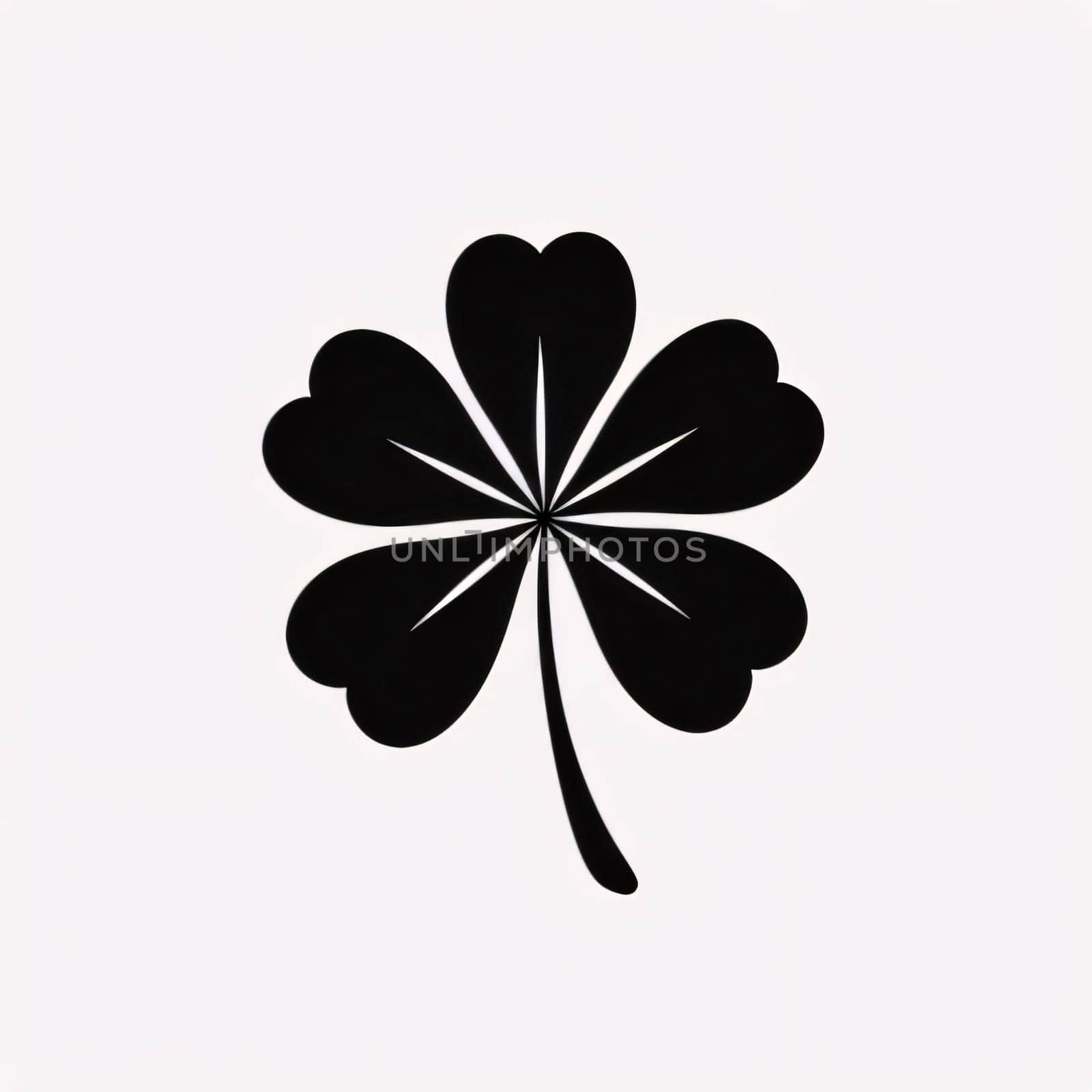 Logo symbol black five-leaf clover on white isolated background. Green four-leaf clover symbol of St. Patrick's Day. Happy time of celebration in green color.