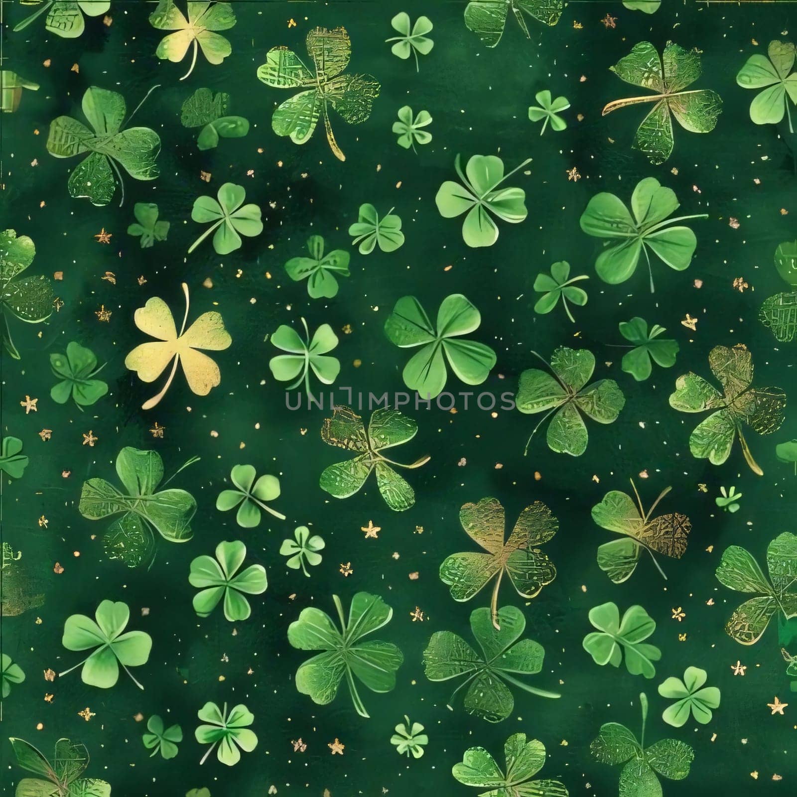 Elegant and modern. Green clovers as abstract background, wallpaper, banner, texture design with pattern - vector. Dark colors.