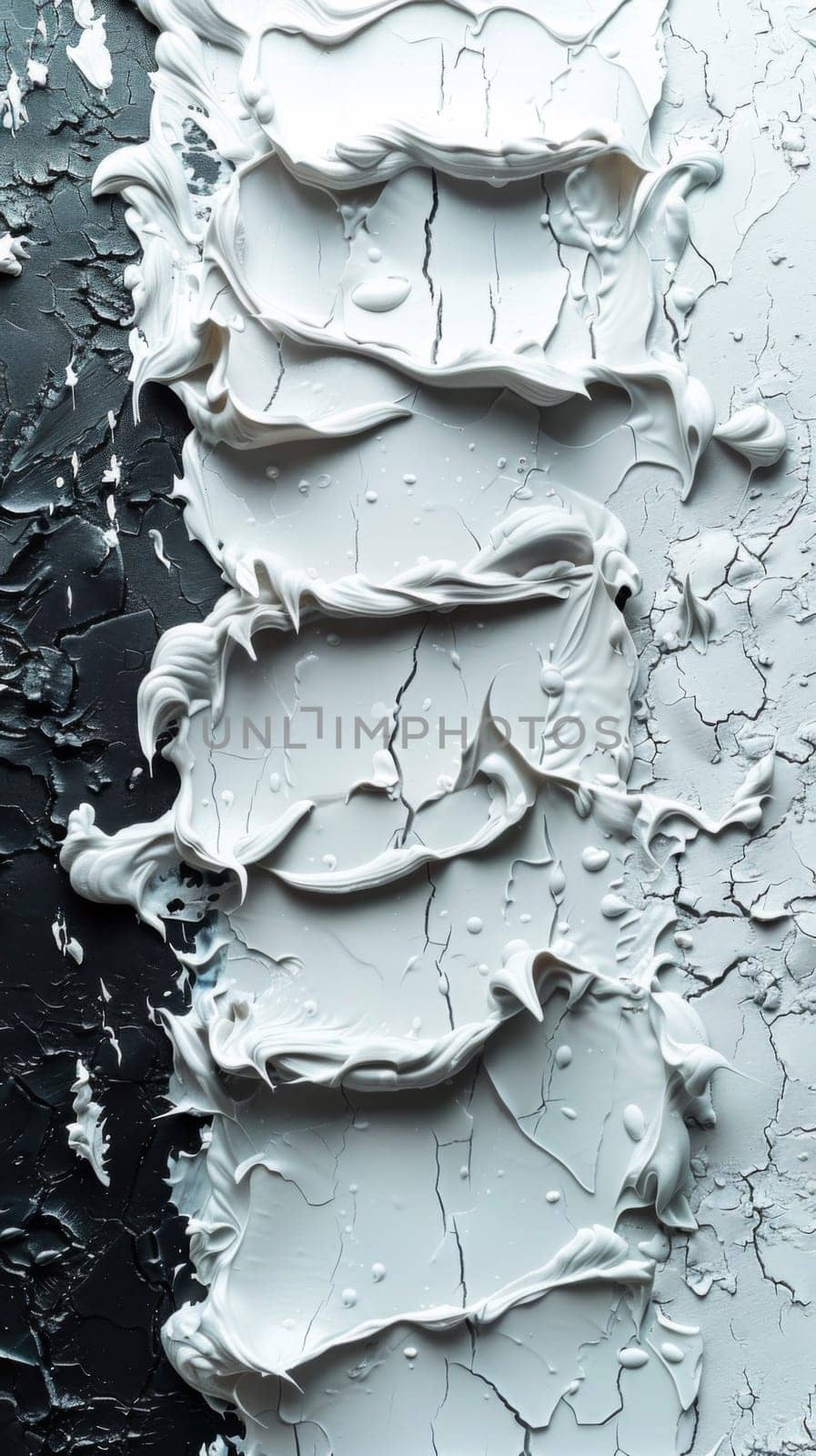A close up of a wall with white paint on it