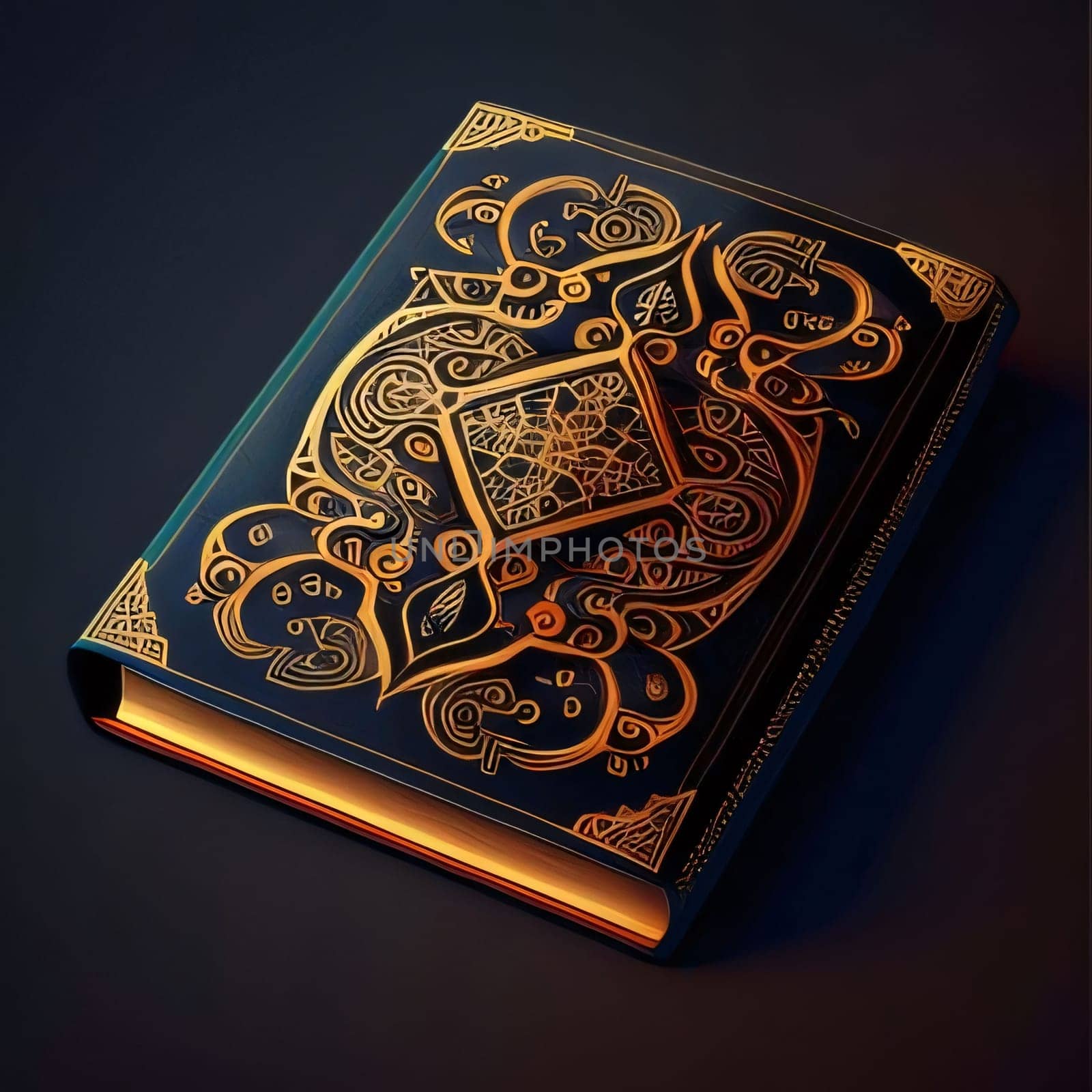 Decorated Quran book on dark. Ramadan as a time of fasting and prayer for Muslims. A time to meet with Allah.
