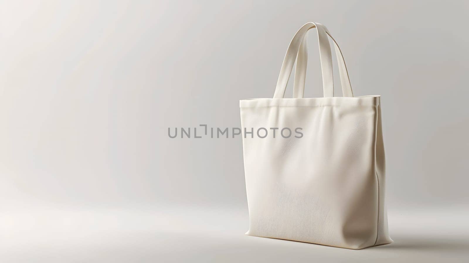 A white canvas tote bag is placed on a white surface, next to a clear plastic bag containing facial tissue. The minimalist design contrasts with the colorful automotivethemed art prints on the walls