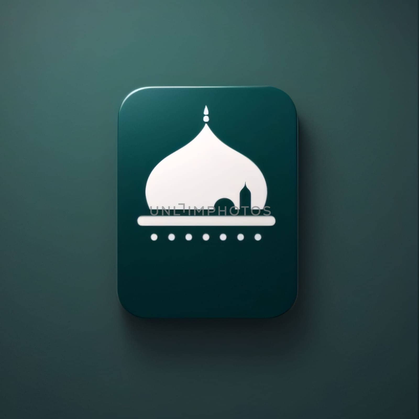 Illustration of the symbol of a mosque tower on a dark background. Mosque as a place of prayer for Muslims. A time to meet with Allah.