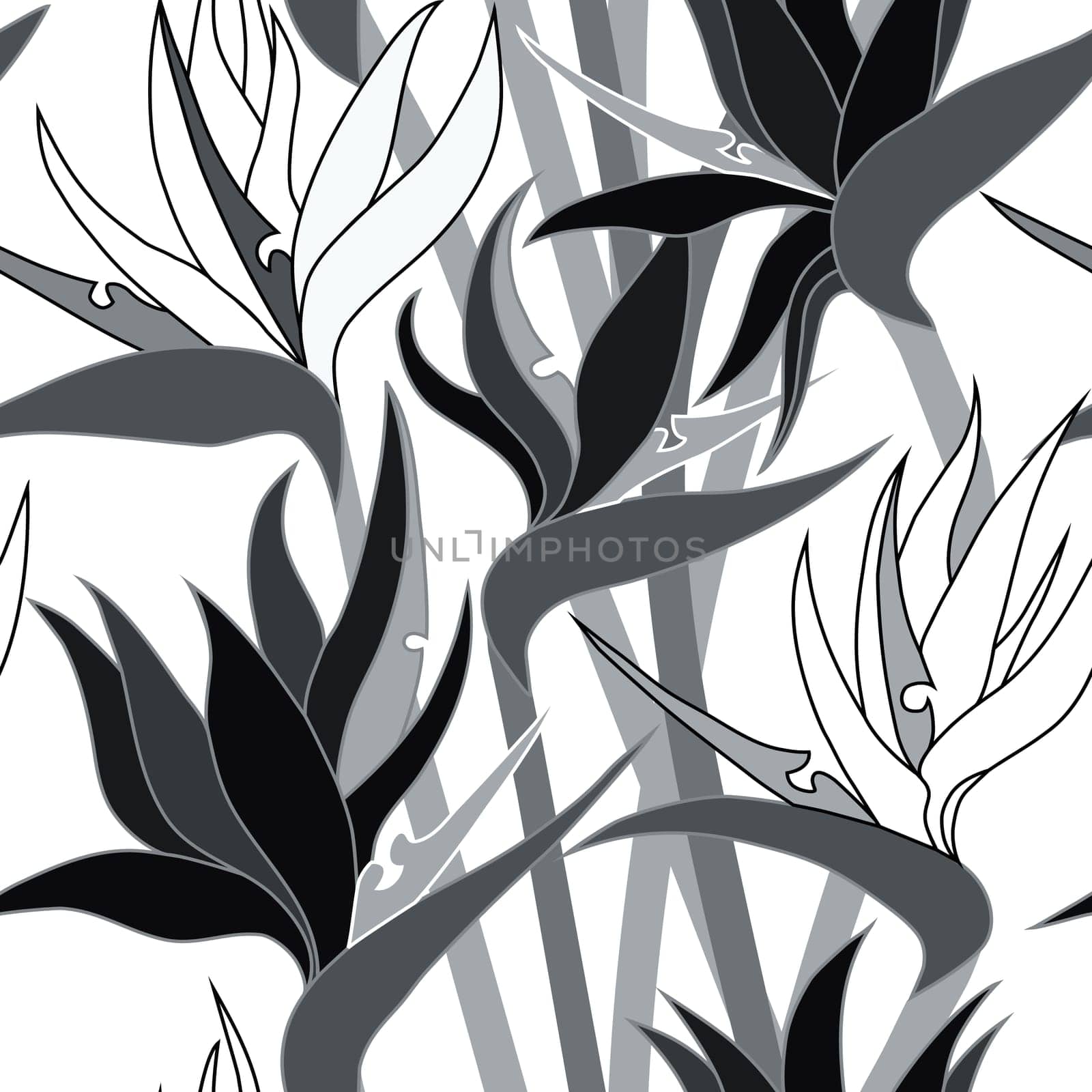 Seamless floral pattern with herbaceous plant of strelitzia. by Medusa81