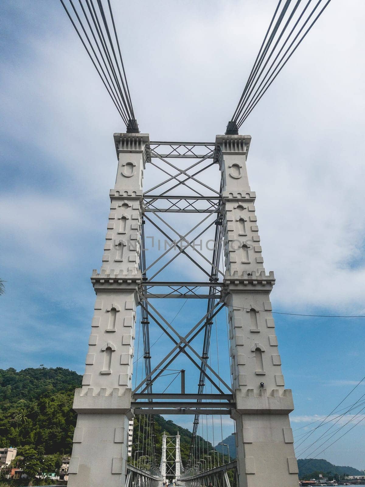 Ponte Pênsil, Bridge in São Vicente, Brazil. April 3 2024.