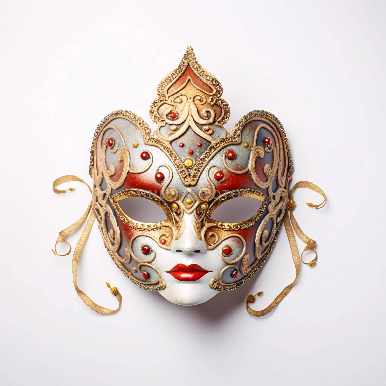 Small carnival mask with ornaments white background. Carnival outfits, masks and decorations. by ThemesS