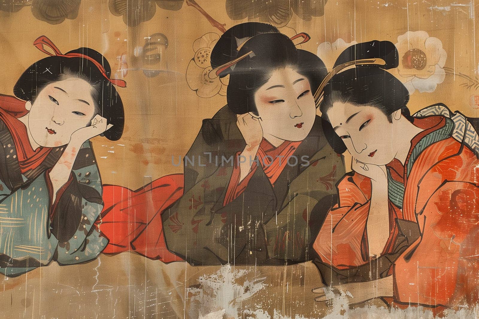 Antique Japanese Illustration of a girls ai generated image