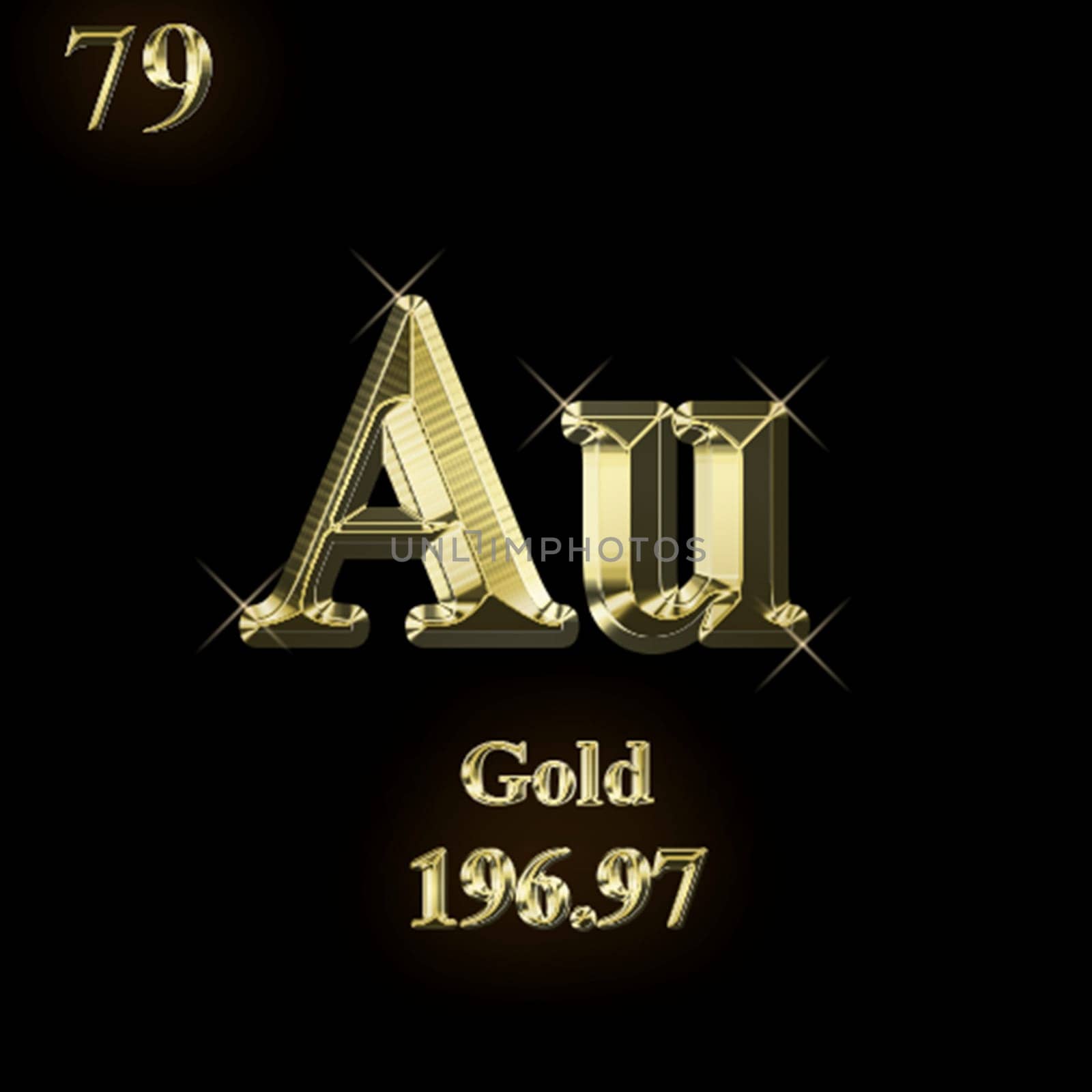 View of Shiny Gold Periodic Table Symbol