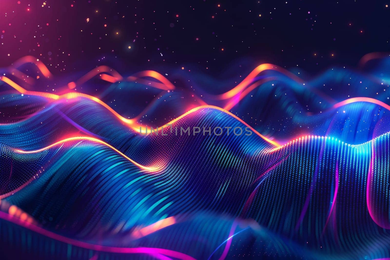A pink wave with a purple background.ai generative.
