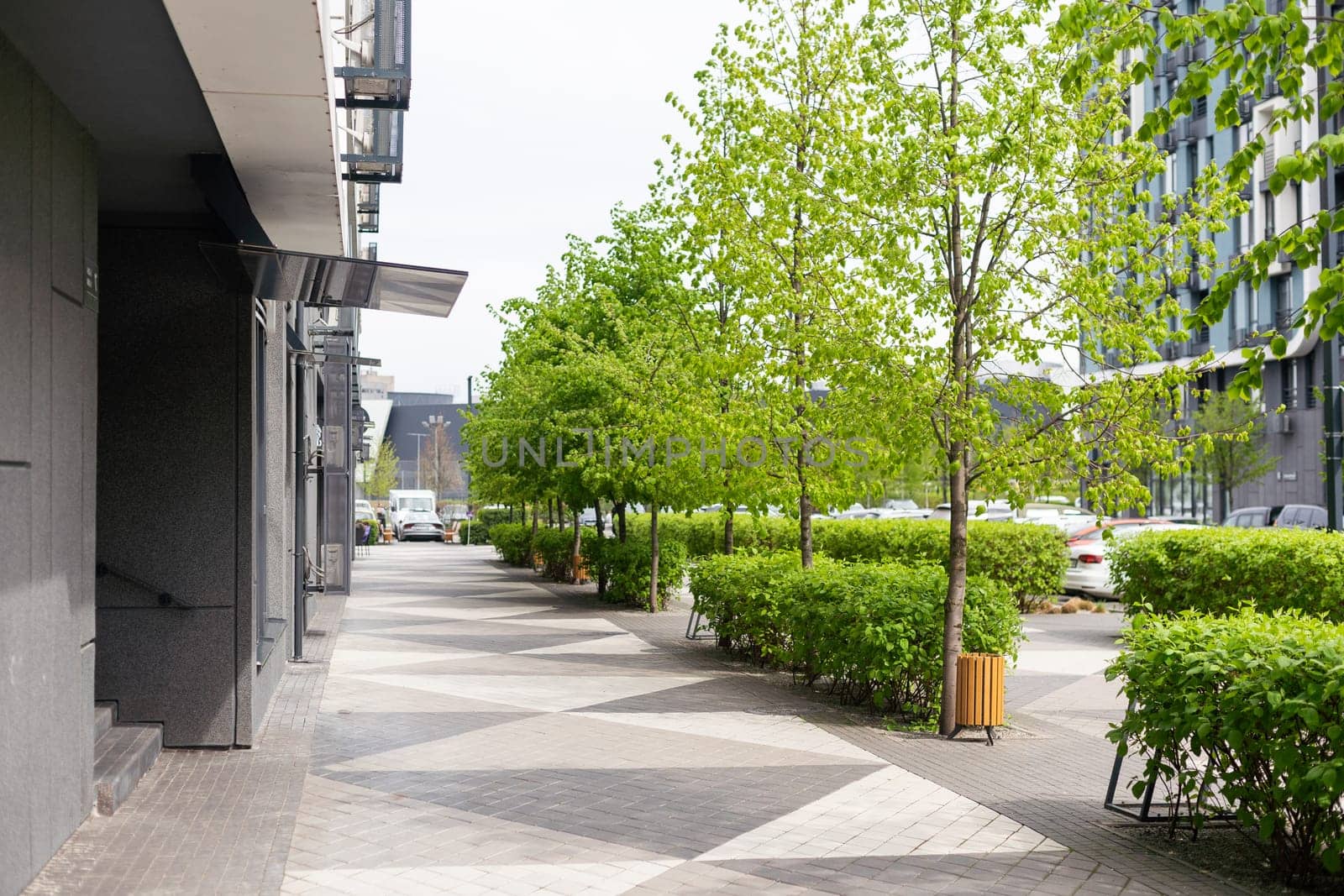 A view of modern apartments in the center. High quality photo