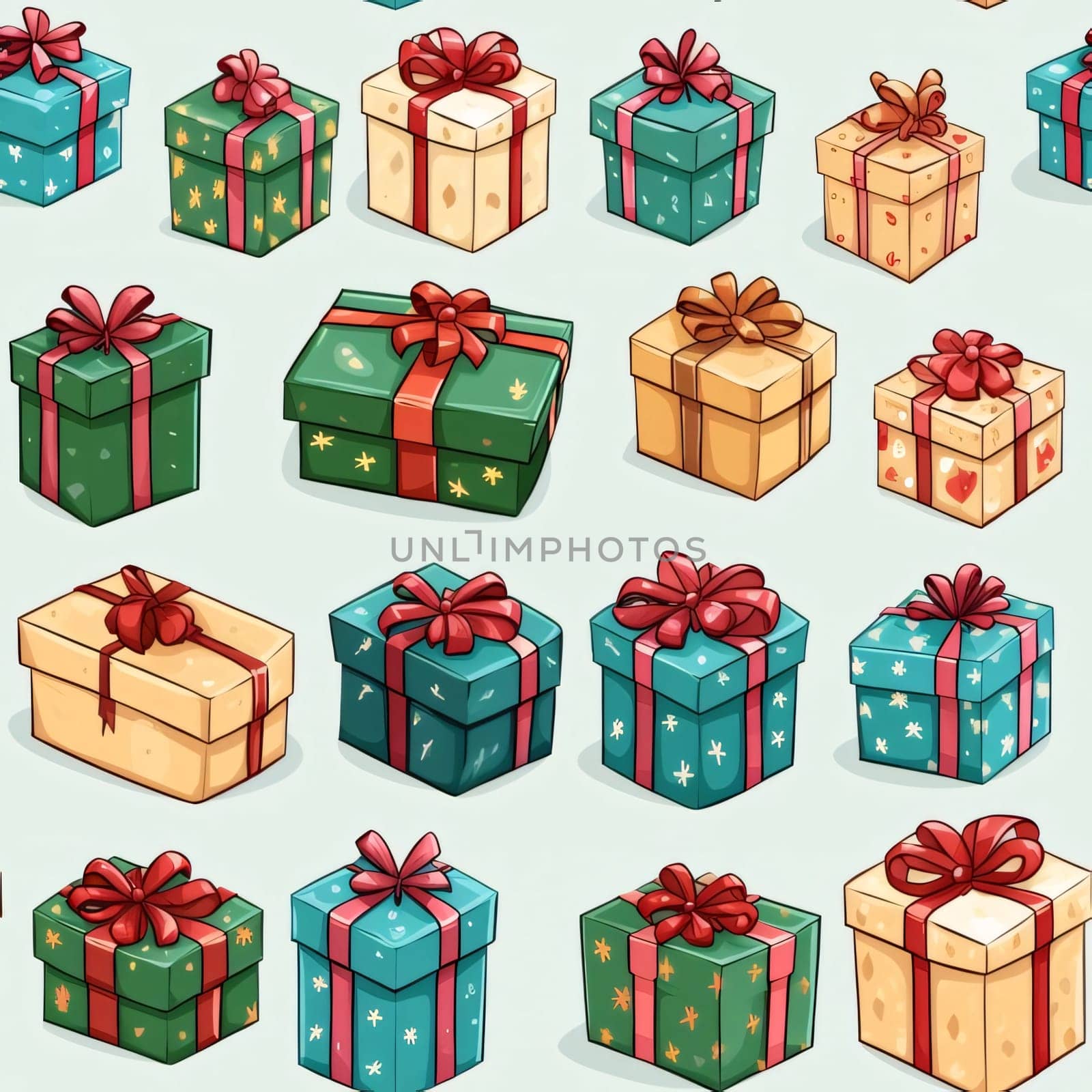 Elegant and modern. Colorful gifts with bows as abstract background, wallpaper, banner, texture design with pattern - vector. Light colors.