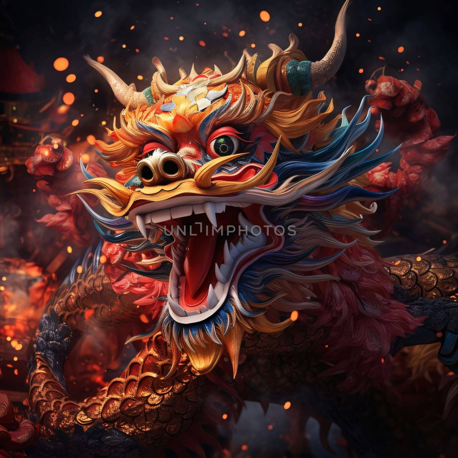 A colorful Chinese dragon. Chinese New Year celebrations. A time of celebration and resolutions.