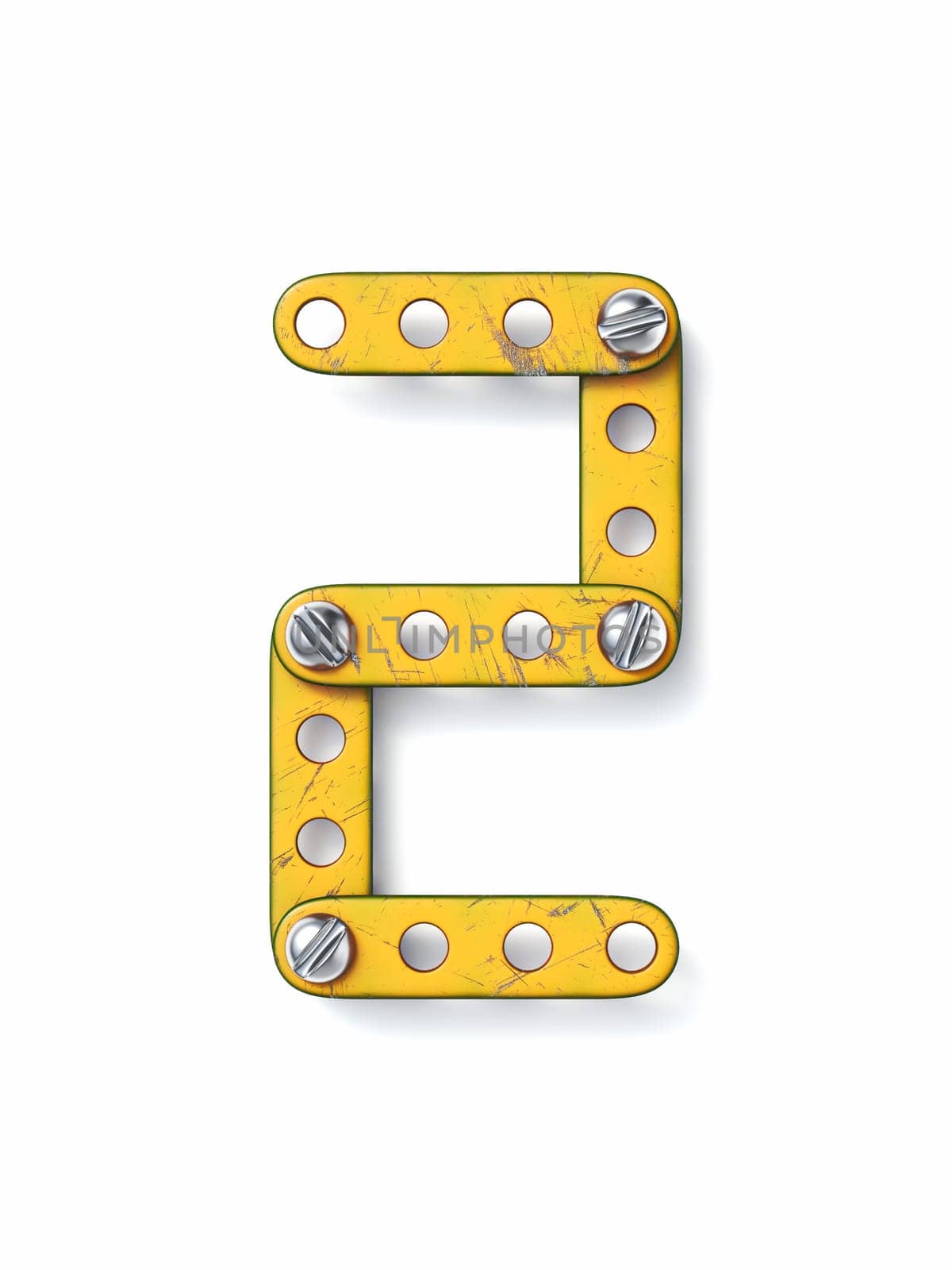 Aged yellow constructor font Number 2 TWO 3D by djmilic