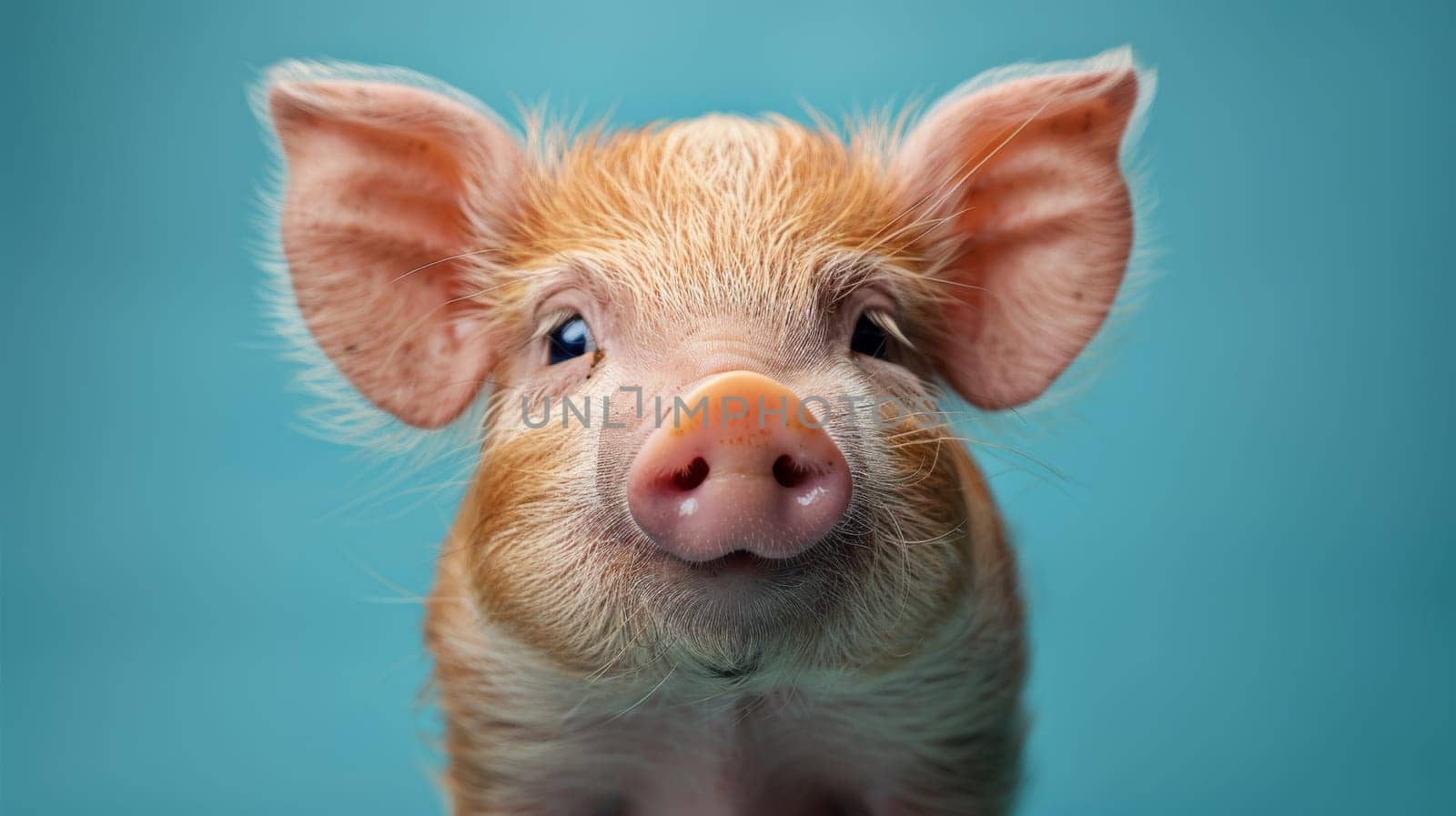 A small pig with a big smile on its face looking at the camera
