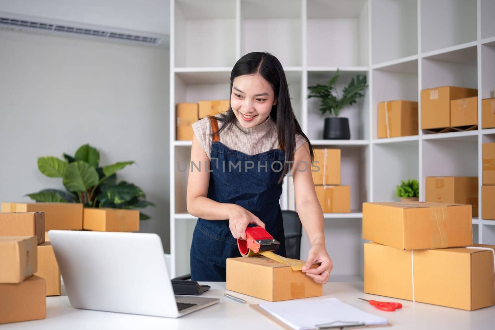 Small businesses selling online are using duct tape to pack products and prepare them for delivery to customers..