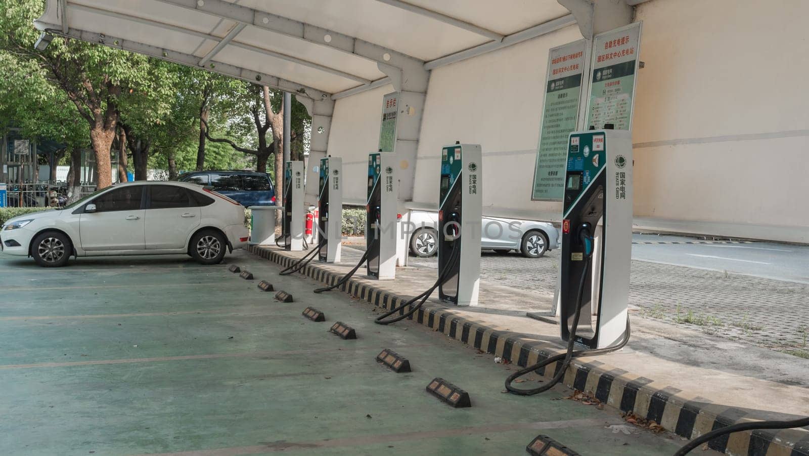 16 August, 2018. Suzhou city, China. Power supply for electric car charging. Electric car charging station. by Busker