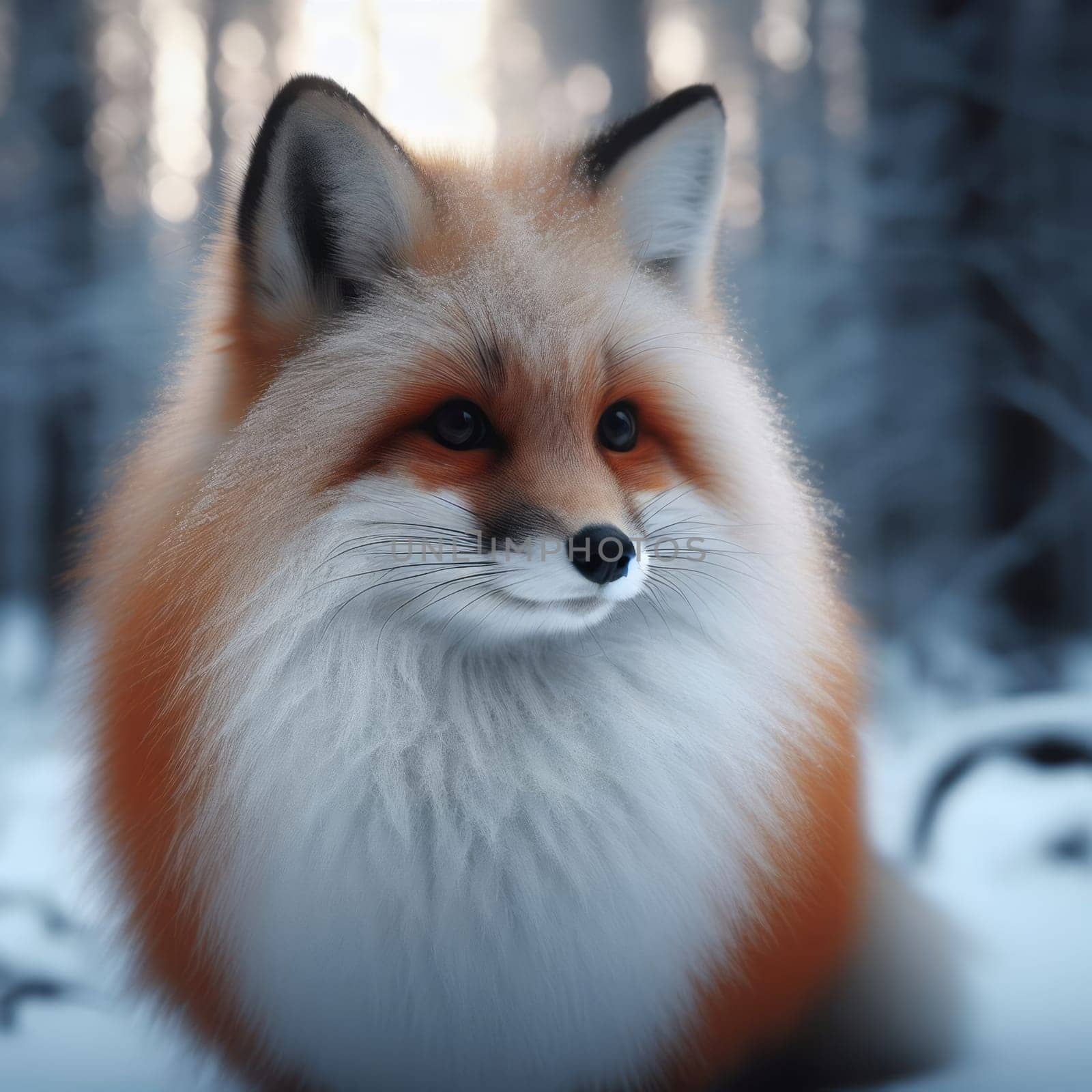 Close up of beautiful Red Fox in winter frozen forest. Vulpes vulpes in nature - wildlife scene. by sfinks