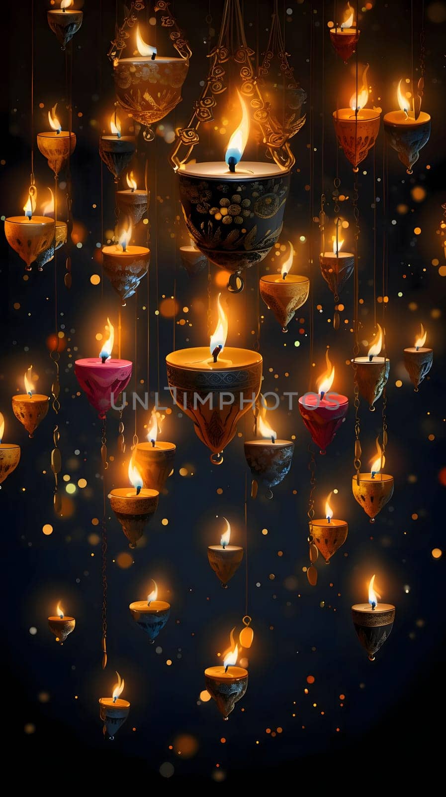 Elegant and modern. Colorful candles as abstract background, wallpaper, banner, texture design with pattern - vector. Dark colors.