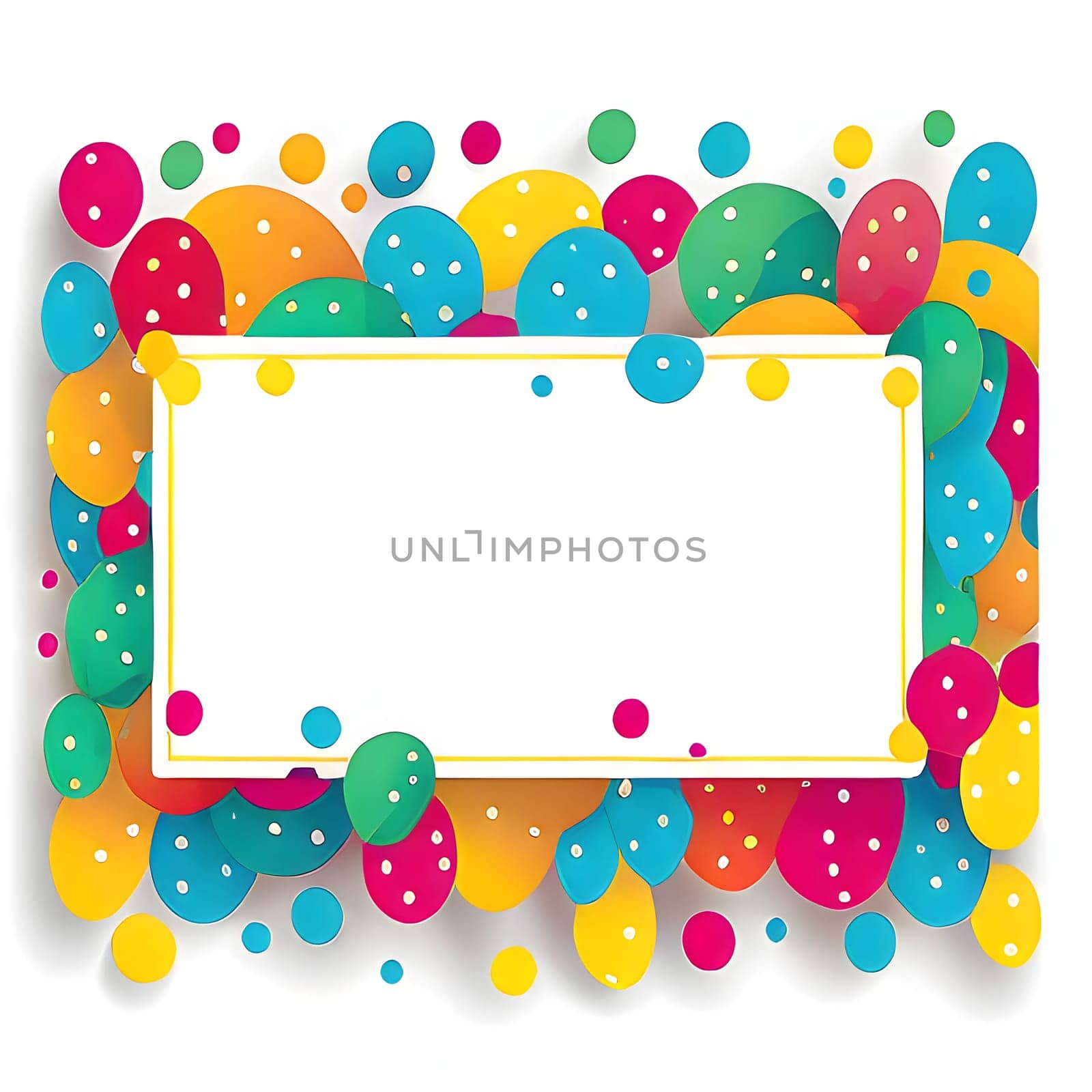 White blank with space for your own content, around colored confetti. New Year's party and celebrations. A time of celebration and resolutions.