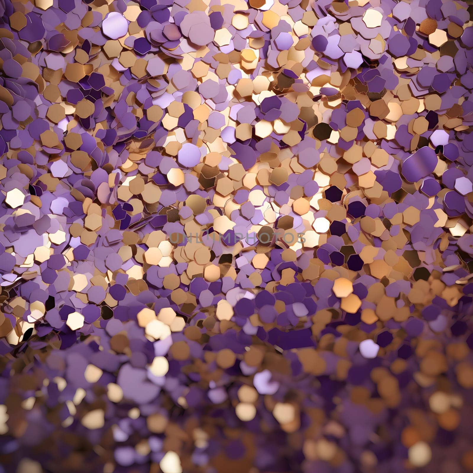Elegant and modern. Gold and purple confetti as abstract background, wallpaper, banner, texture design with pattern - vector.