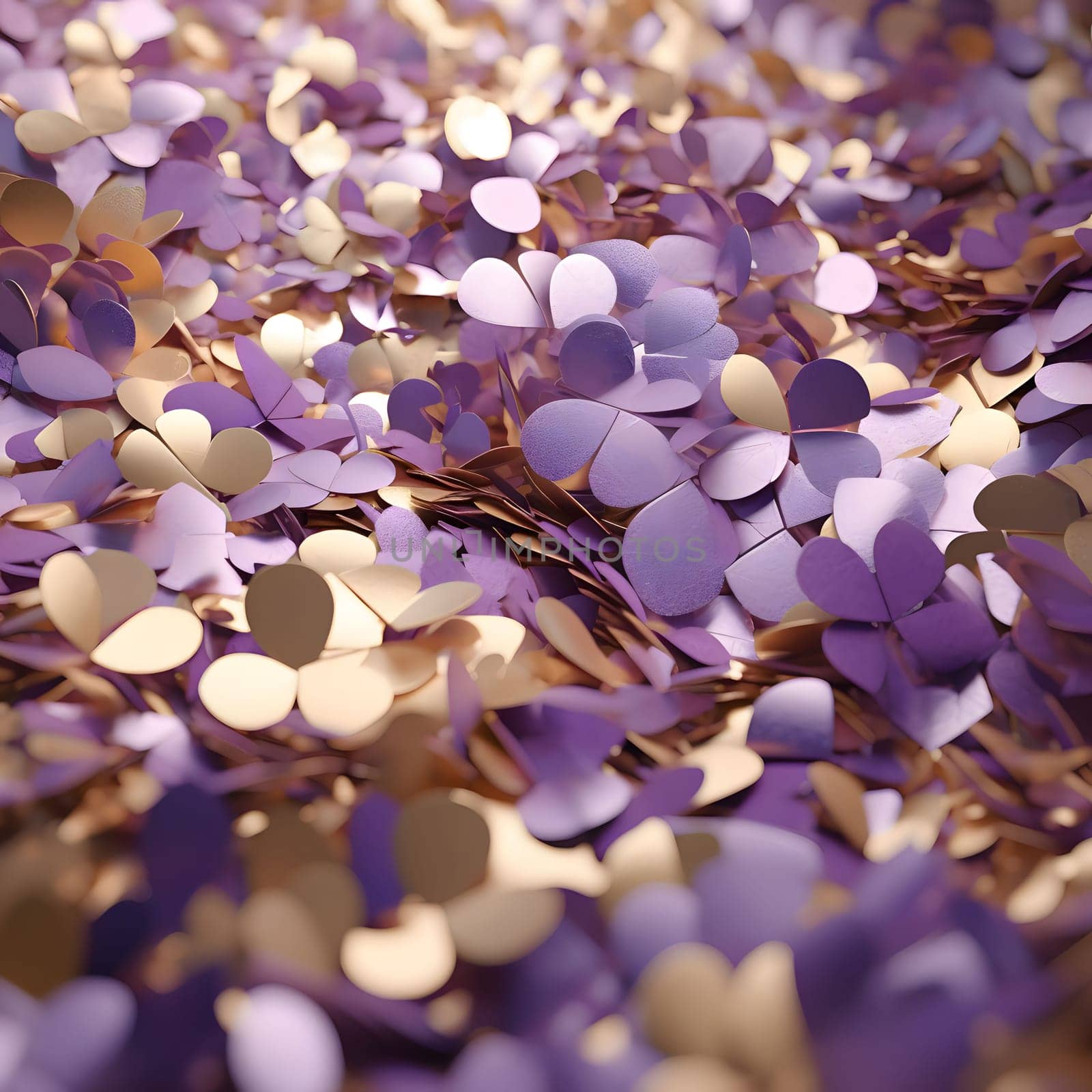 Elegant and modern. Gold and purple confetti as abstract background, wallpaper, banner, texture design with pattern - vector.