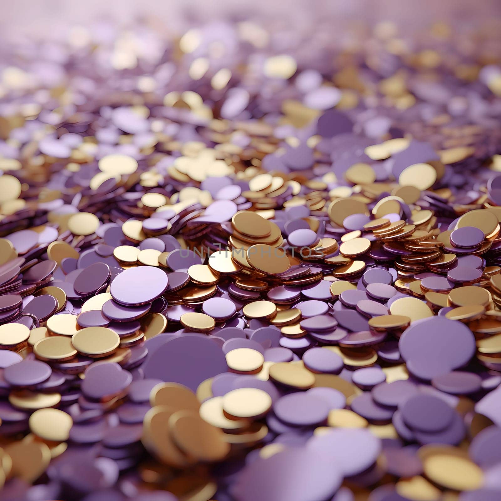 Elegant and modern. Gold and purple confetti as abstract background, wallpaper, banner, texture design with pattern - vector.