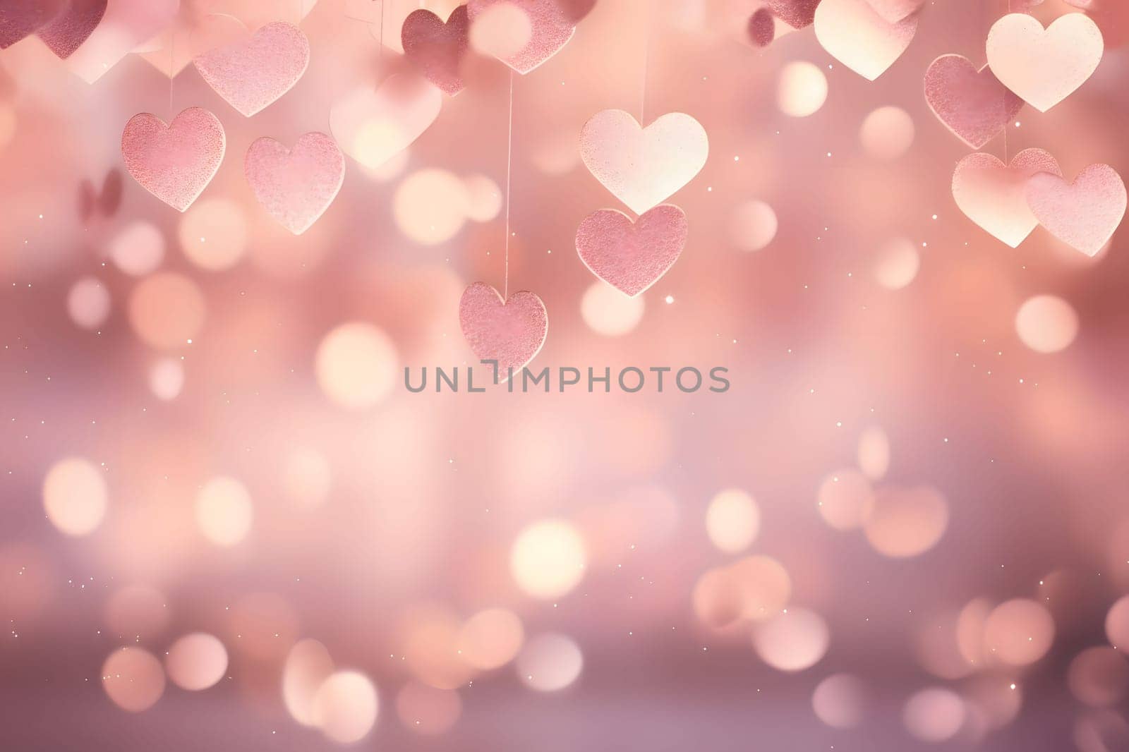 Colorful: pink and white hearts on a light background, confetti,New Year's Eve bright background, banner with space for your own content. Blank space for the inscription.