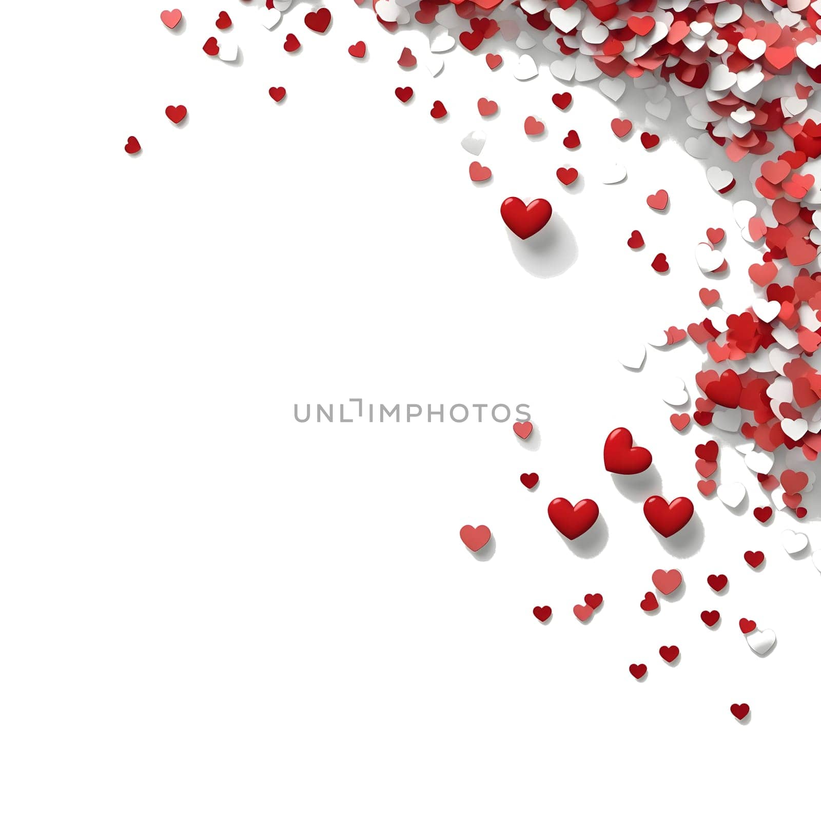 Whipped a blank field with space for your own content on the sides pink white red hearts, Valentine's Day card.Bright background, banner with space for your own content. Blank space for the inscription.