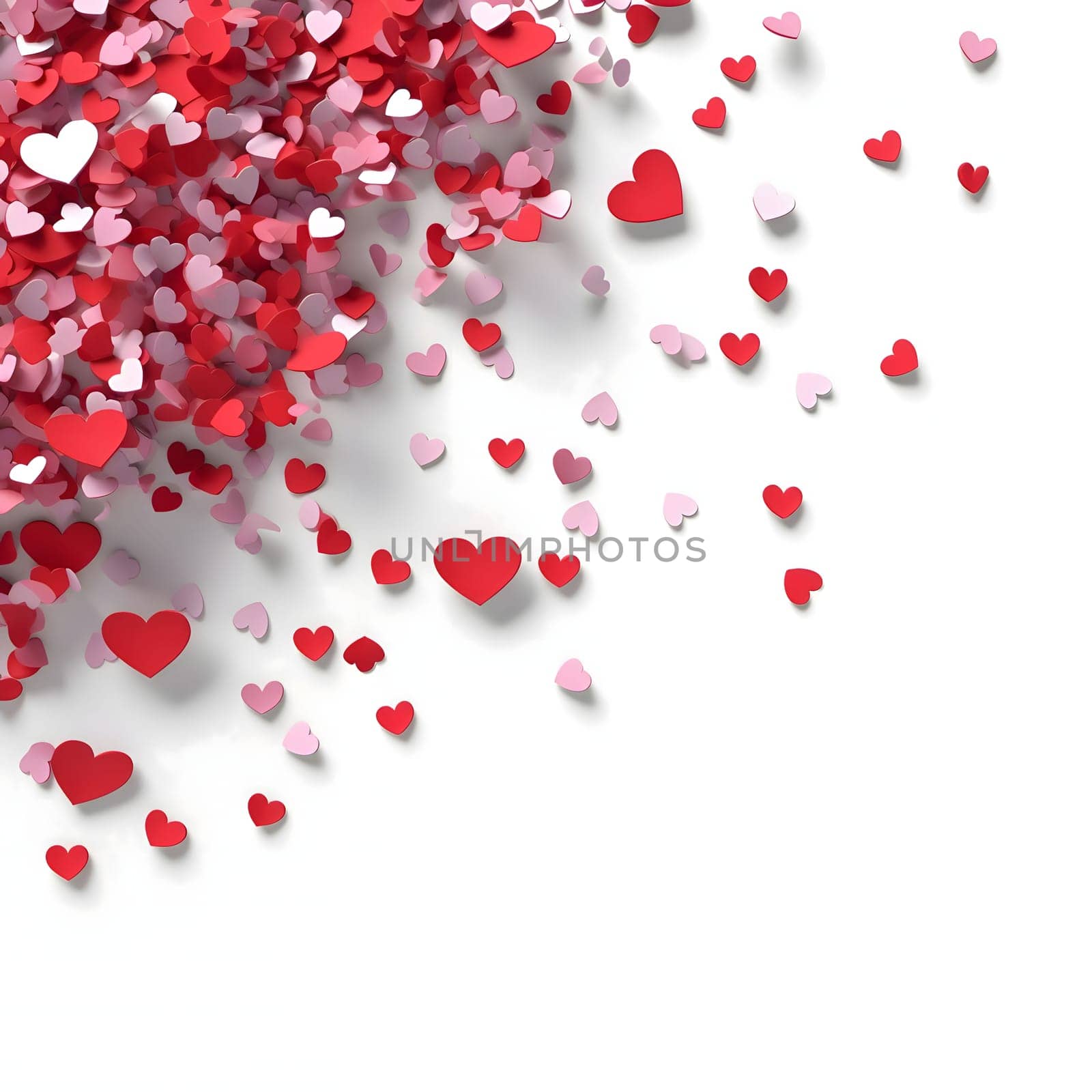 Whipped a blank field with space for your own content on the sides pink white red hearts, Valentine's Day card.Bright background, banner with space for your own content. Blank space for the inscription.