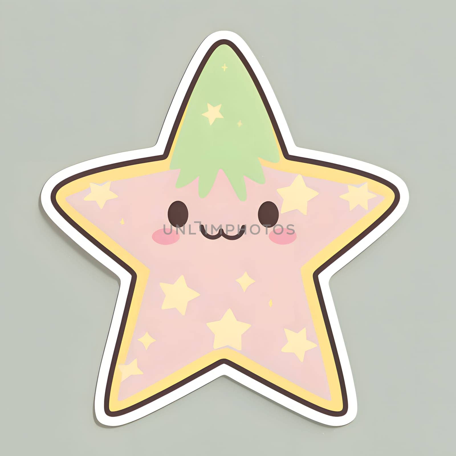 Sticker smiling star on a bright background. The Christmas star as a symbol of the birth of the savior. by ThemesS